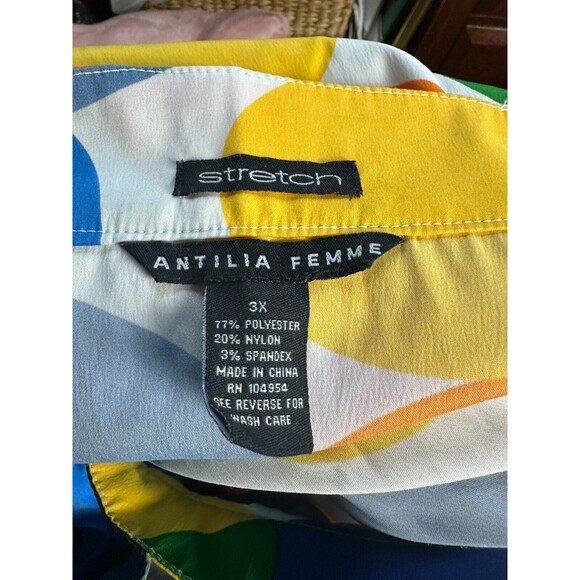 ANTILIA FEMME Geo Print Bright Dress  Short Sleeve pockets 3x - Picture 5 of 5